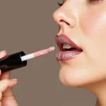 Applying diamond lip gloss