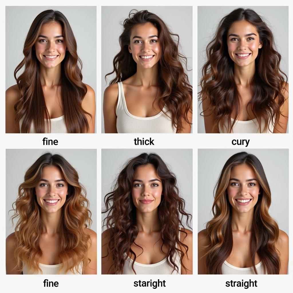 Various hair types: fine, thick, curly