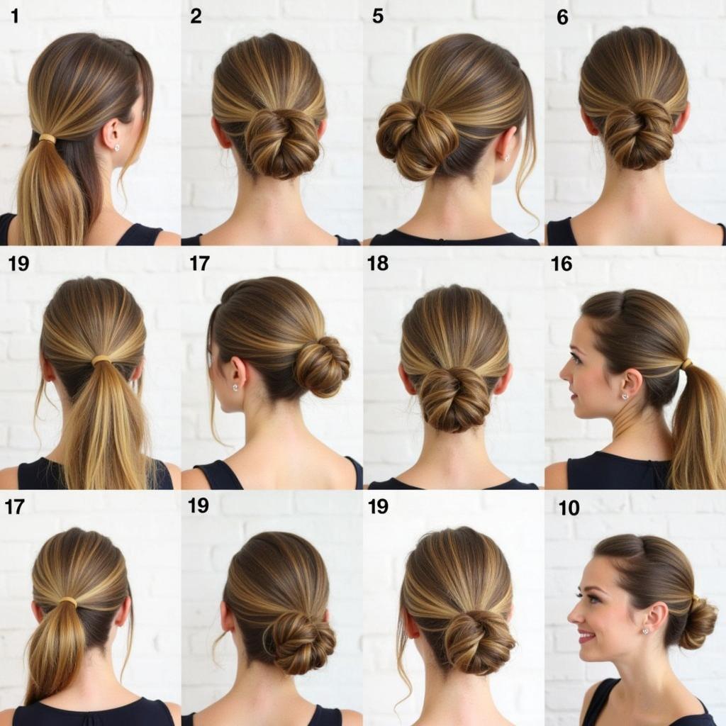 Various hairstyles achieved using beeswax hair sticks