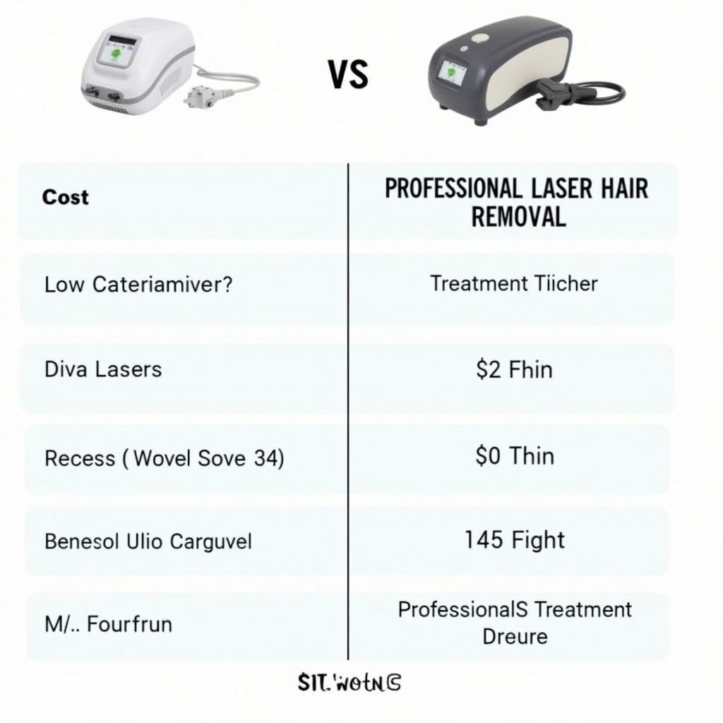 Diva Laser vs. Professional Laser Comparison Chart