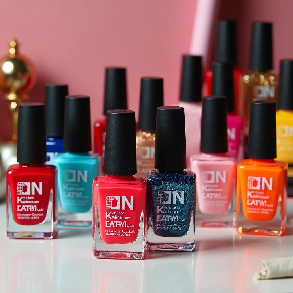 A wide collection of DN nail polishes in various colors and finishes