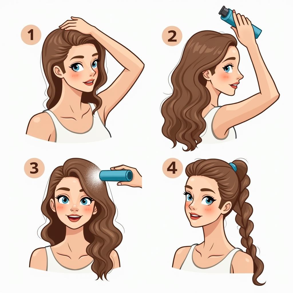 Applying dry shampoo to maintain a blow dry