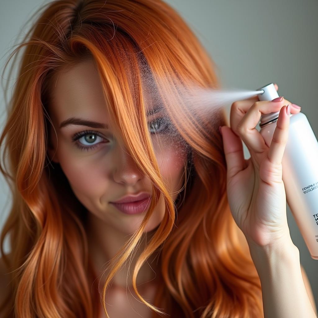 Applying Dry Shampoo to Red Hair