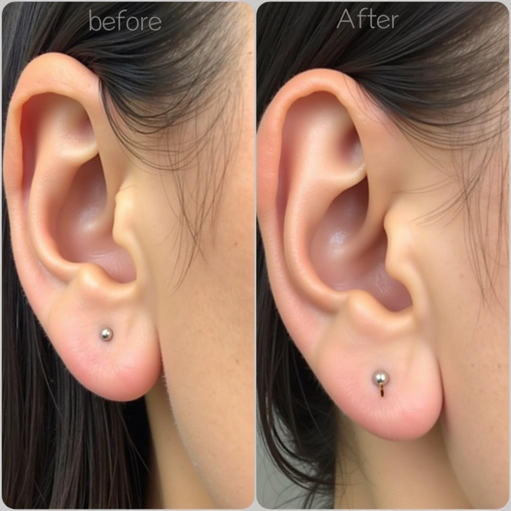 Before and after photos of earlobe fillers