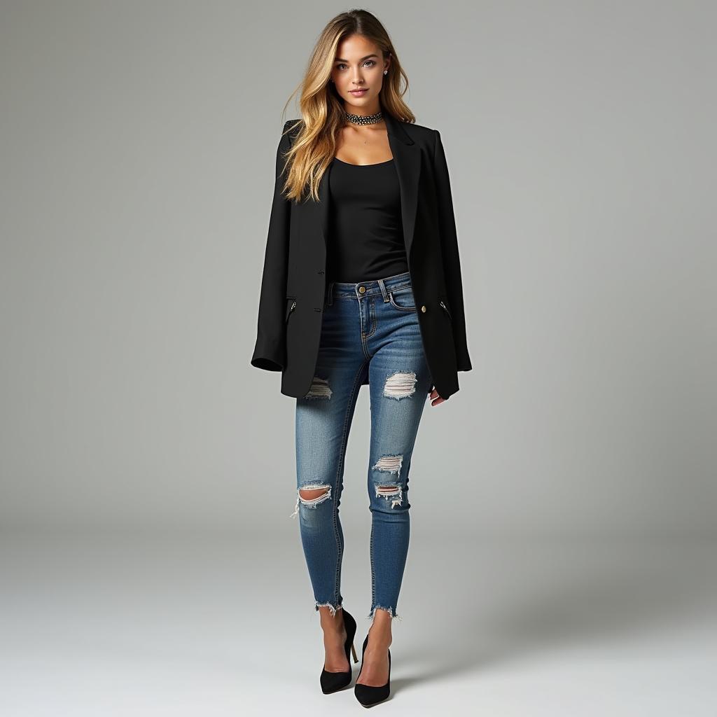 Edgy Chic with Distressed Denim