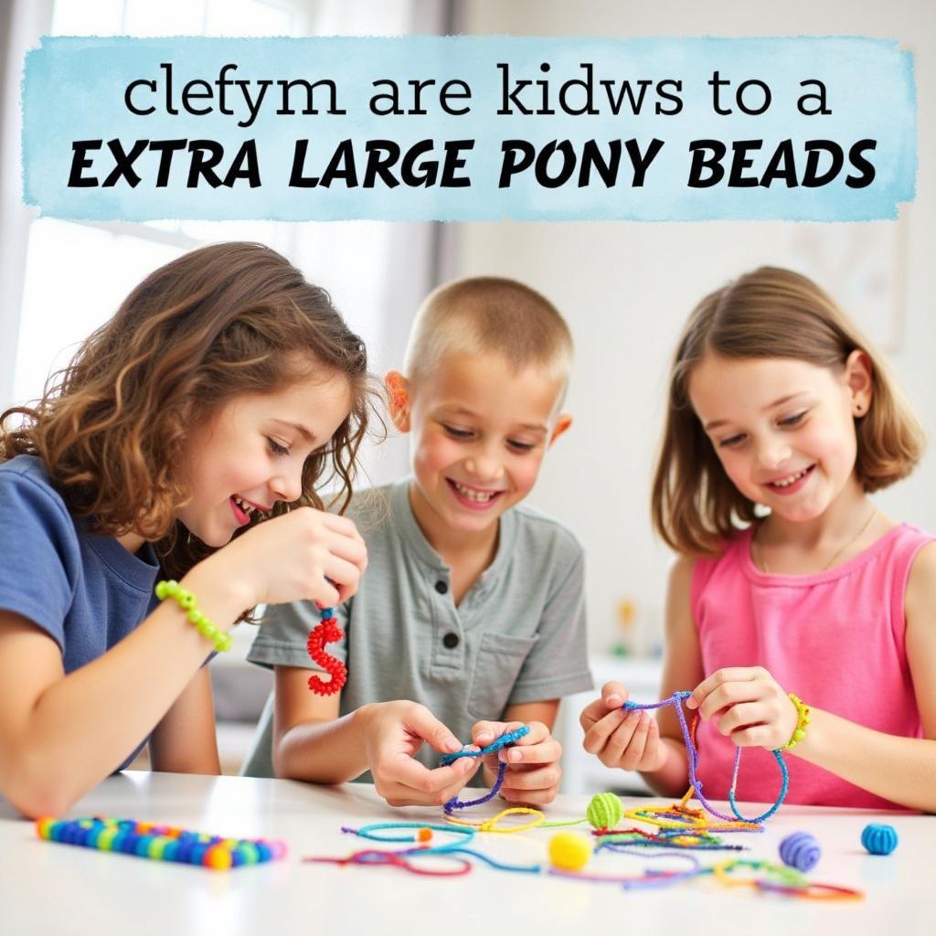 Children Crafting with Extra Large Pony Beads