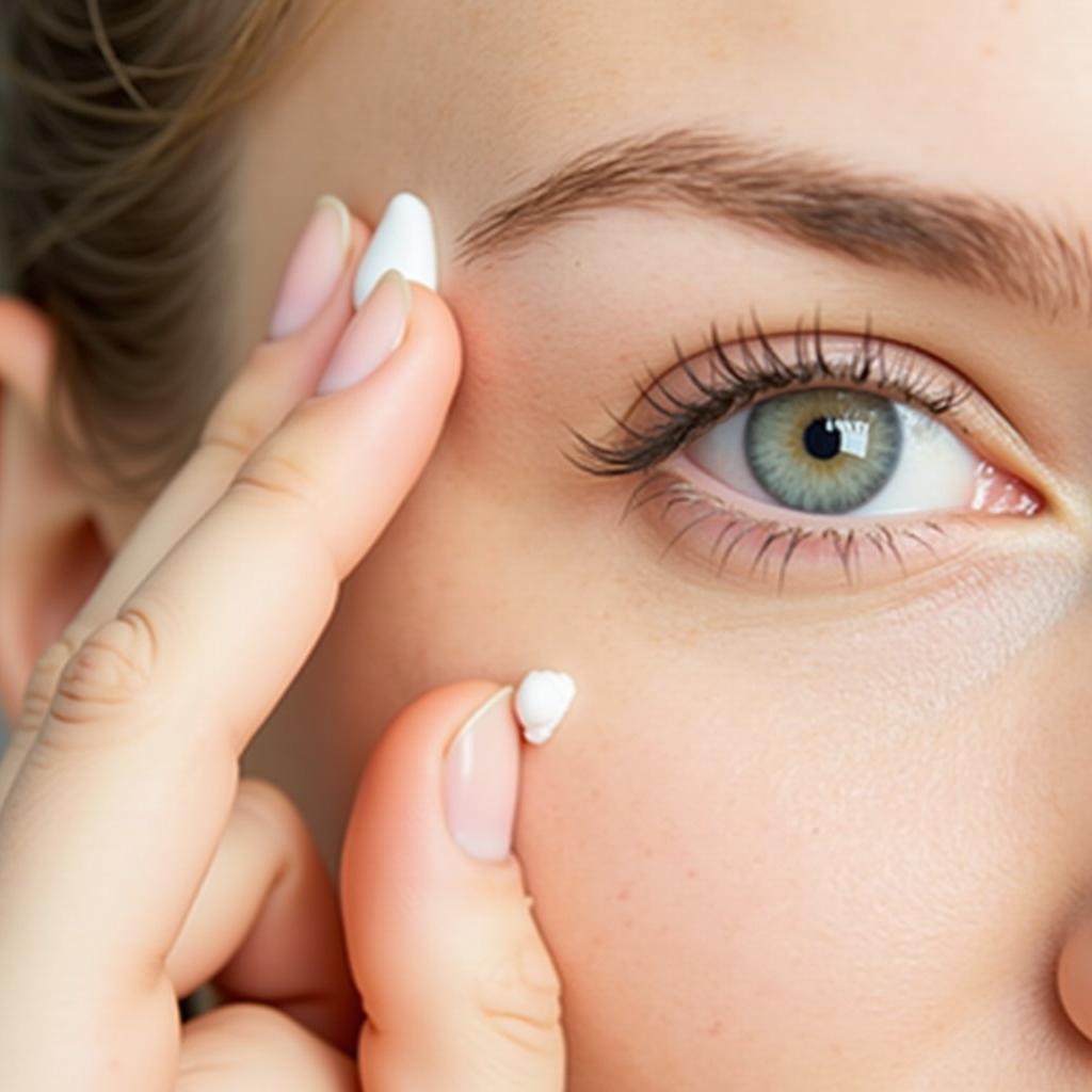 Applying eye cream correctly with the ring finger.