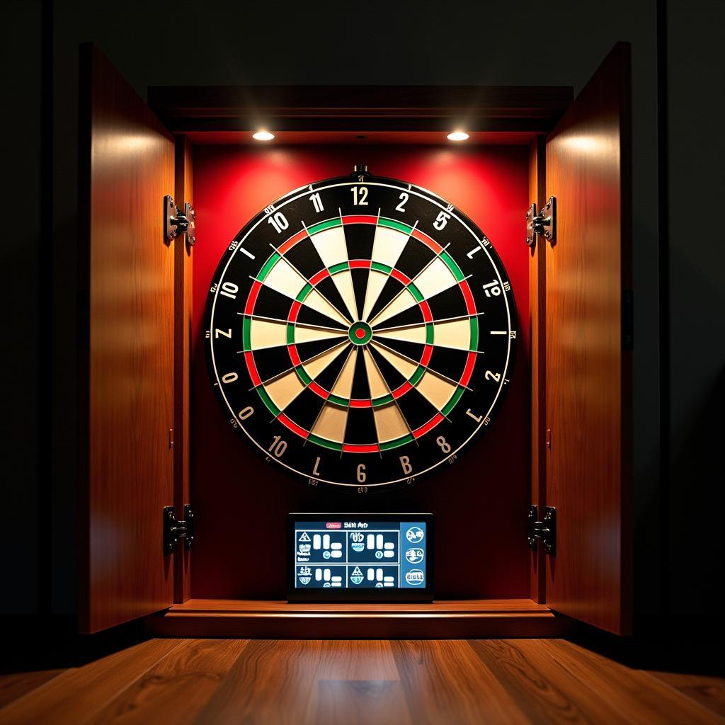 Illuminated Dart Board Cabinet with Scoring System