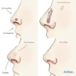 Illustration depicting the surgical techniques employed in Filipino rhinoplasty.