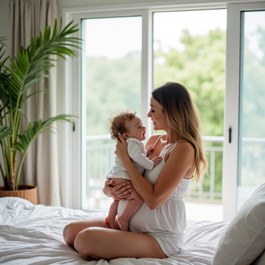 Mother and Baby at a Florida Postnatal Retreat