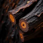 Close-up of fragrant oud resin on a piece of agarwood