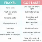 Comparison chart of Fraxel vs. CO2 laser treatments