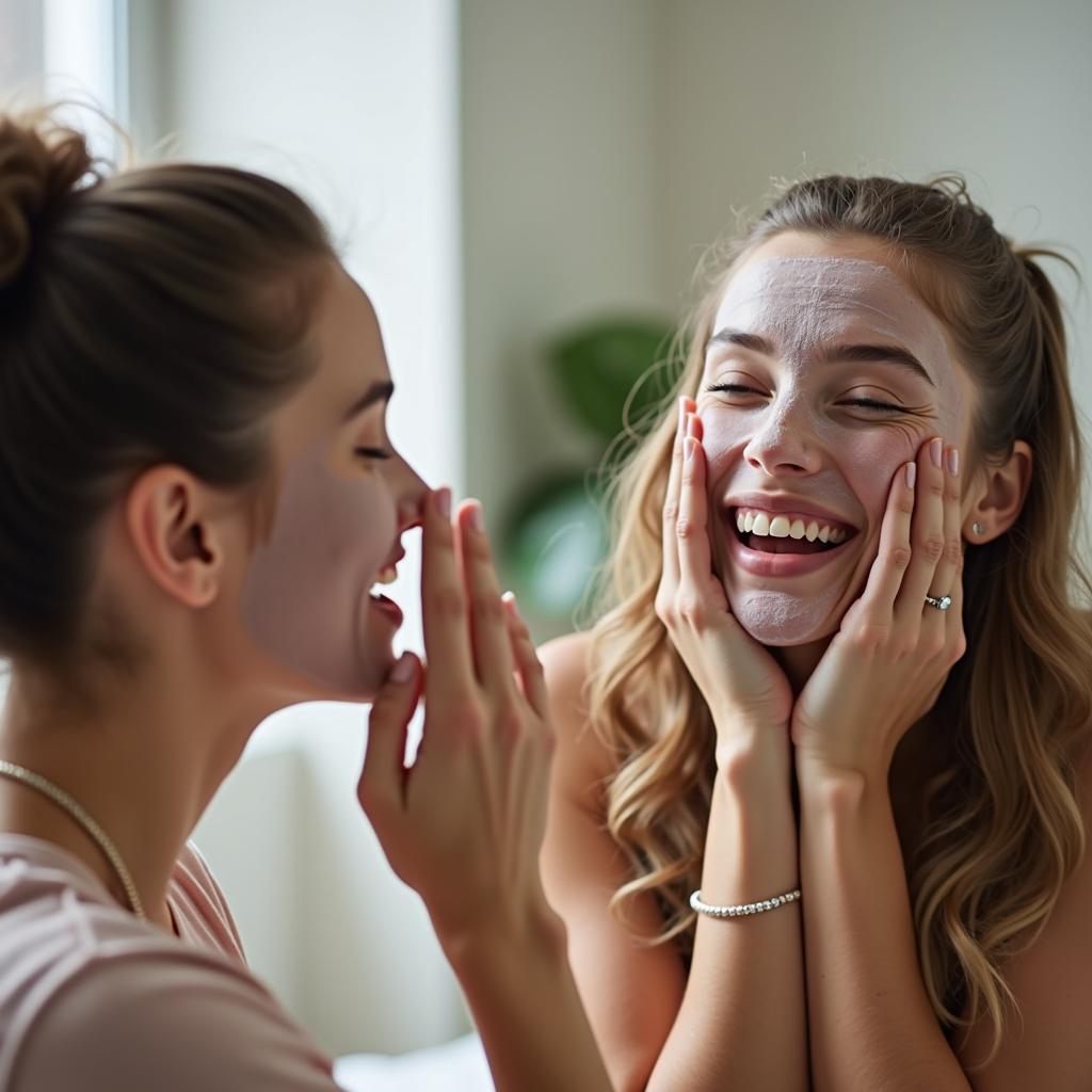 Friends Applying Face Masks