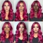 Fuchsia Pink Hair on Various Skin Tones