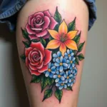 Vibrant floral full colour tattoo design