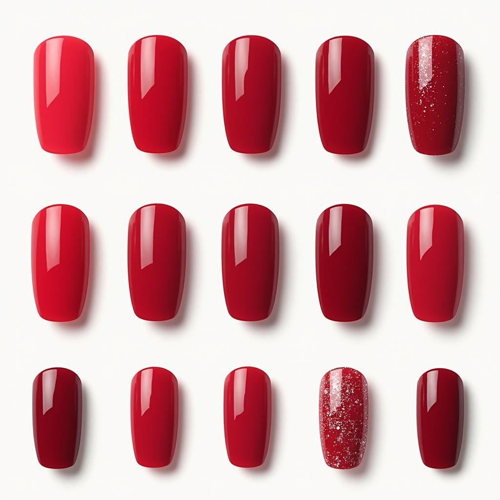 Various Shades of Red Gel Nails