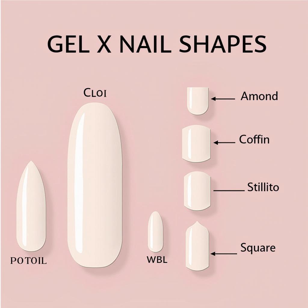 Gel X Nails in Various Shapes