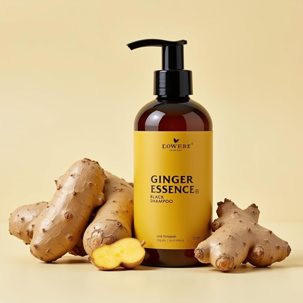 Ginger Root and Shampoo Bottle