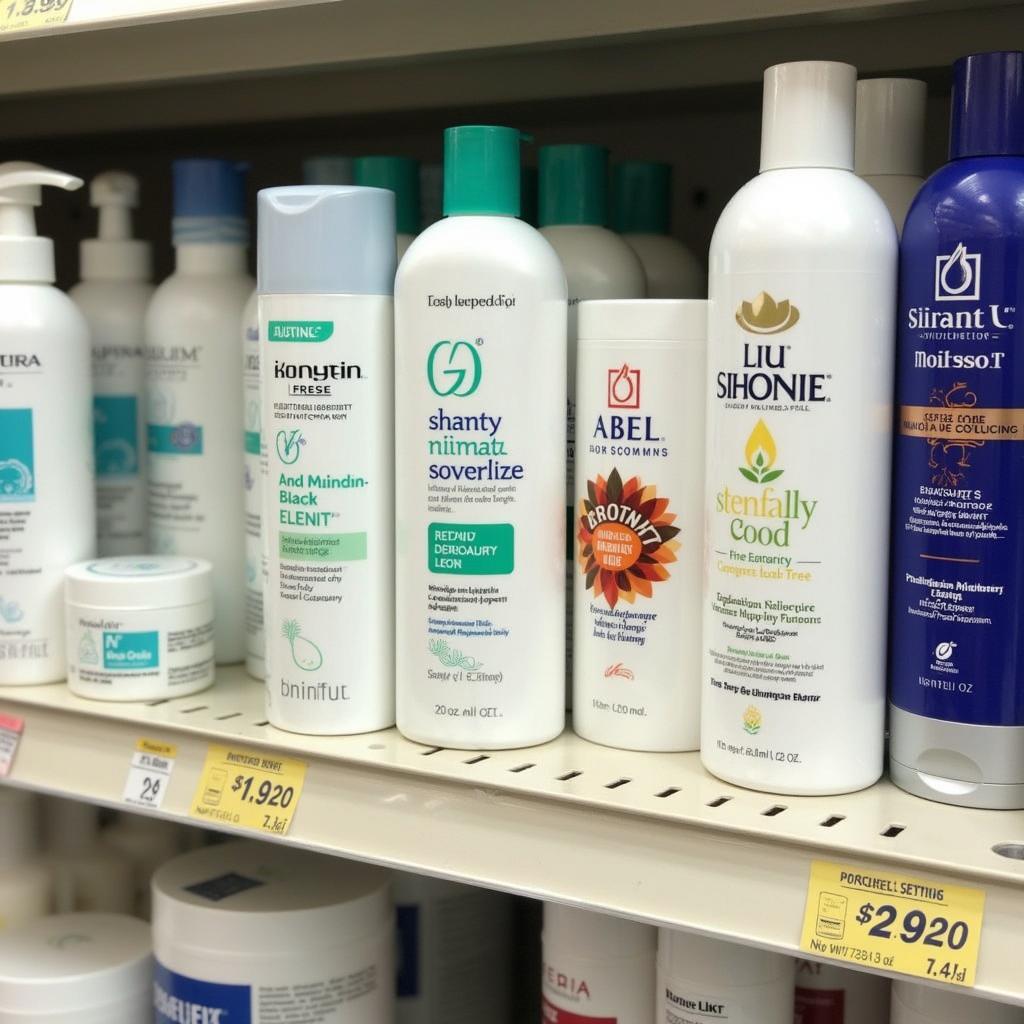 Various glycerin-free moisturizer bottles on a shelf