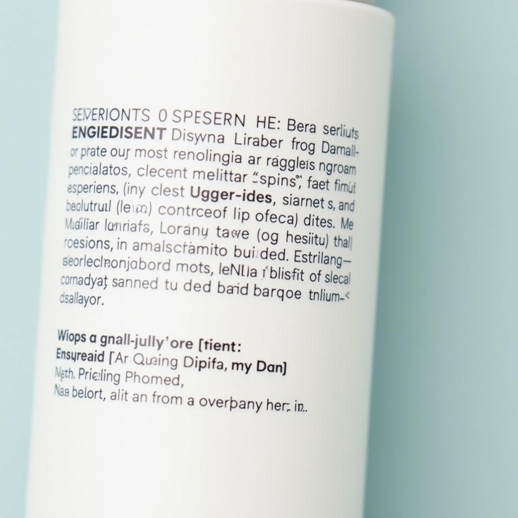 Close-up of ingredients listed on a glycerin-free moisturizer bottle