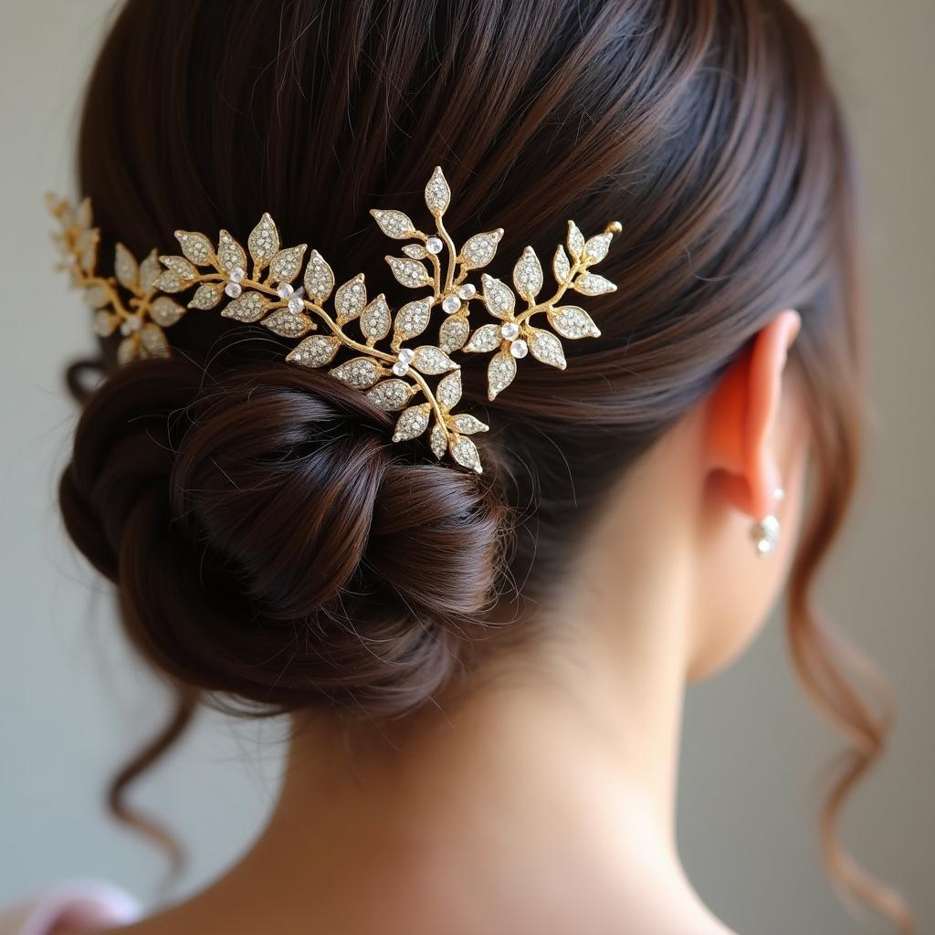 Gold Bridal Hair Pins in Updo