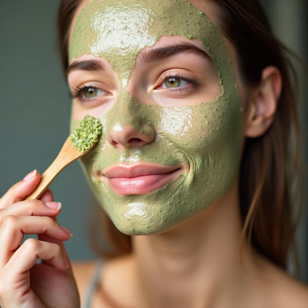 Applying a green peel at home kit