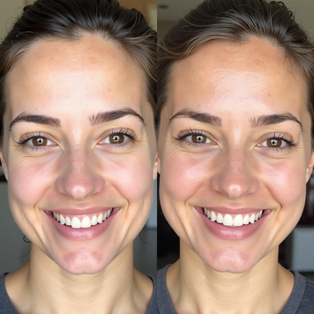 Before and after using a green peel at home kit