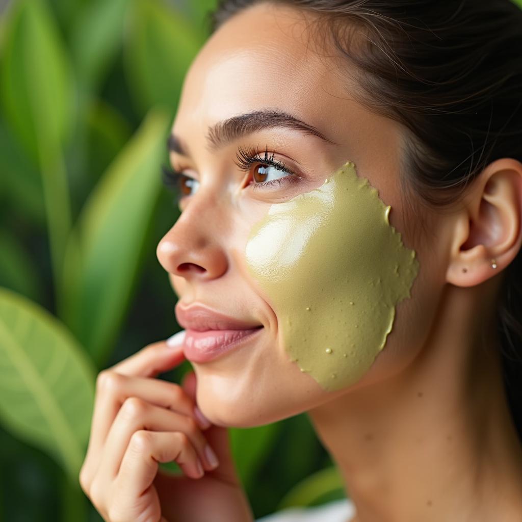 Applying Green Tea Sunscreen