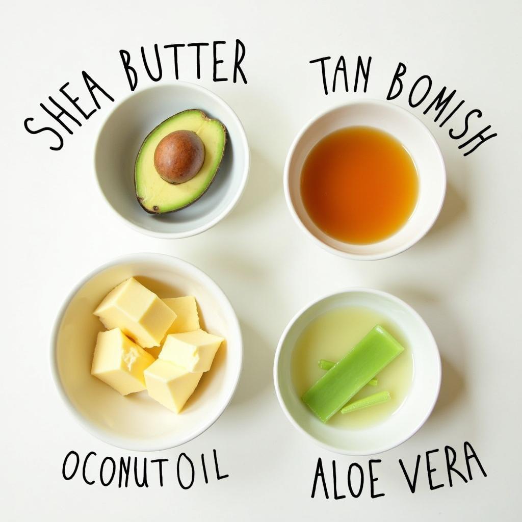 Various ingredients used in hair masks for curls