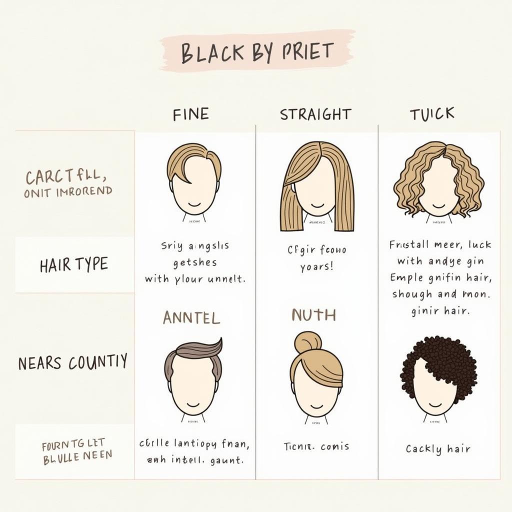 Chart showing different hair types and the recommended Annie hair brush for each.