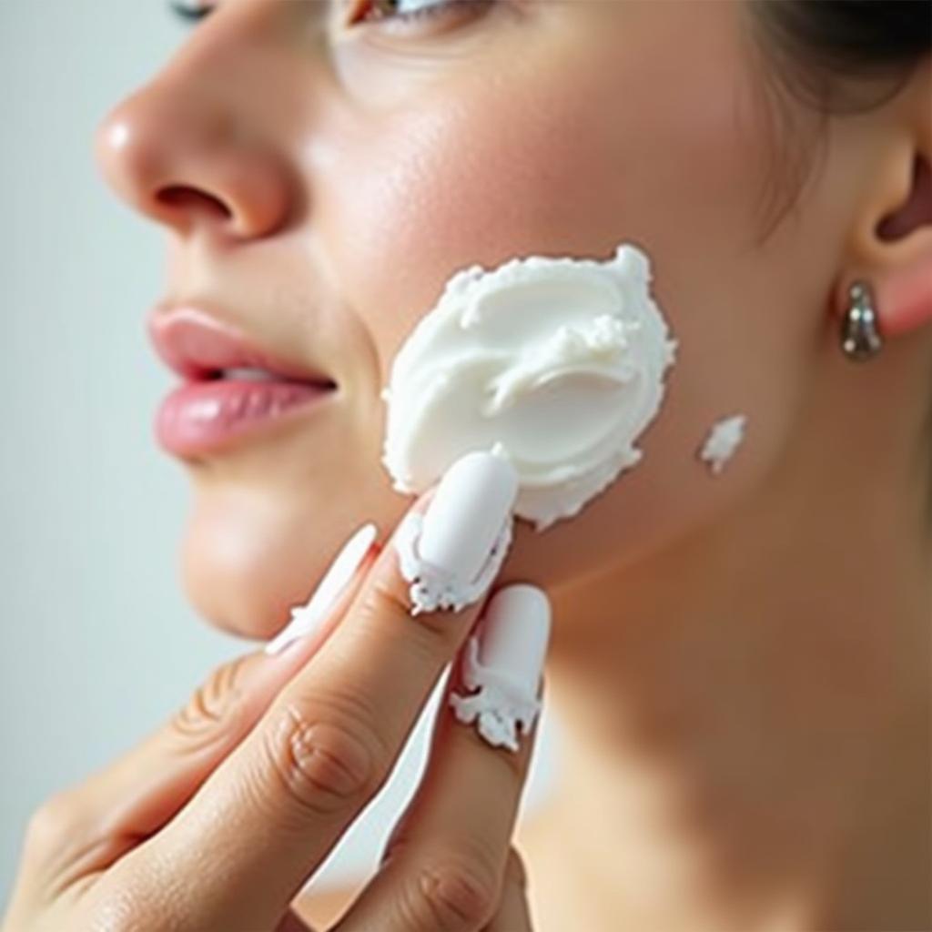 Applying Hand Cream on Face