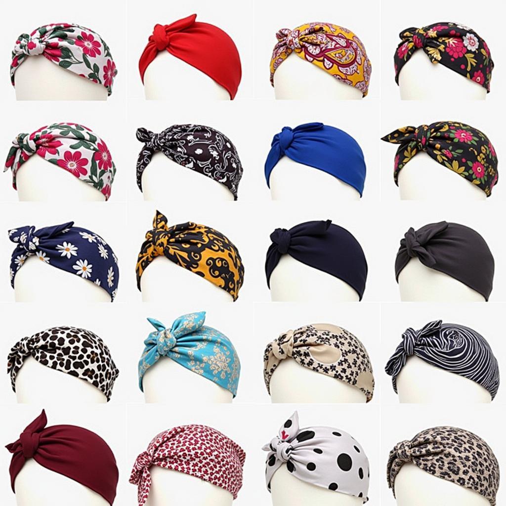 Various Prints and Colors of Headband Silk Scarves