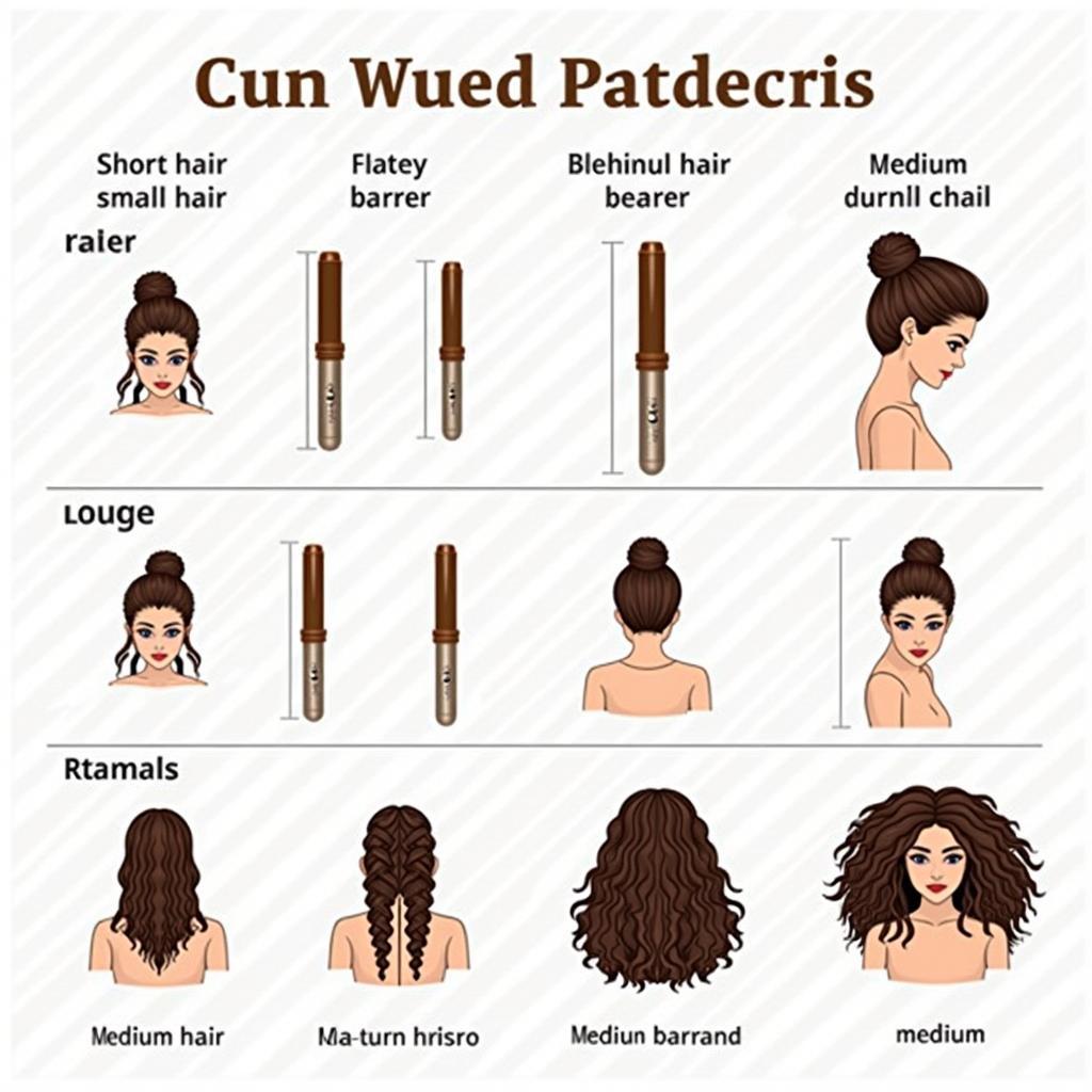 Different heat wand barrel sizes and suitable hair types