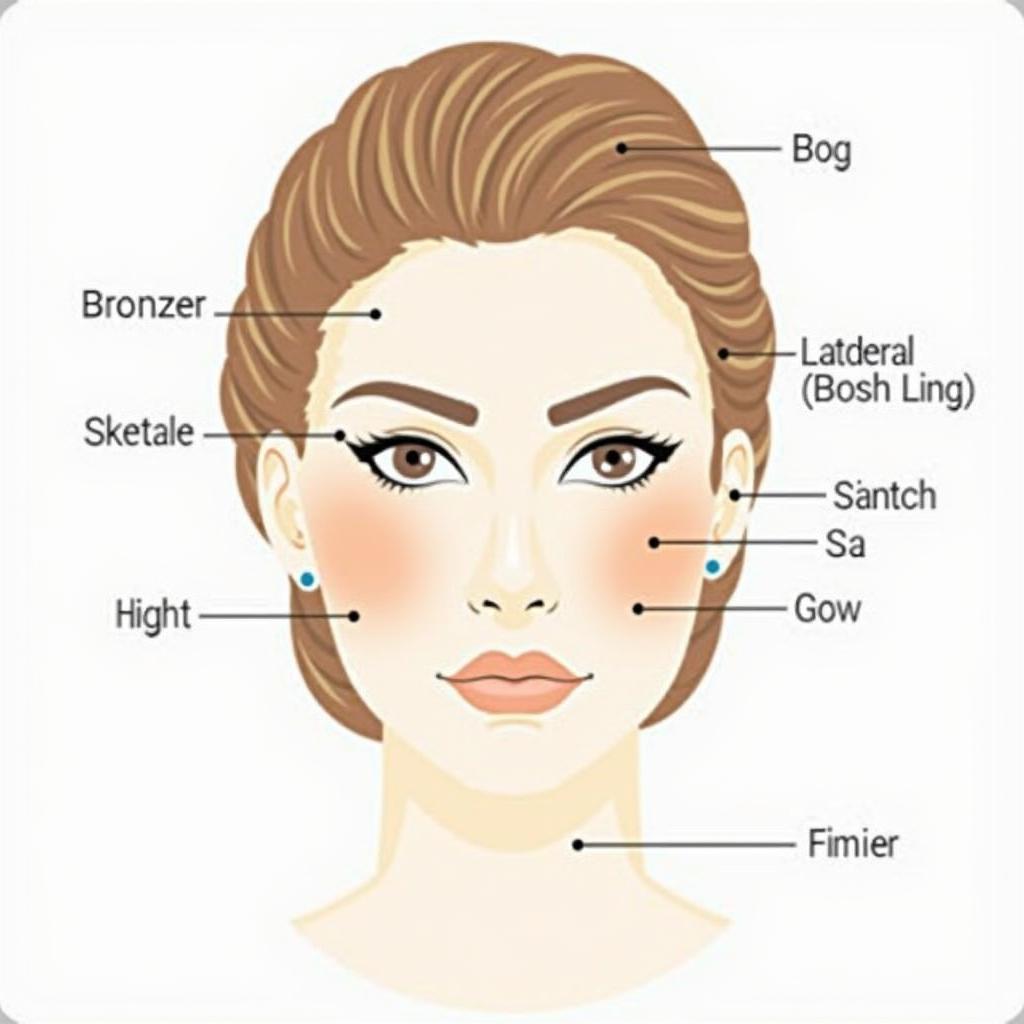 Highlighting Bronzer Face Chart