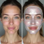 Before and after using a holographic face mask