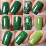 Various Shades of Holographic Green Nails