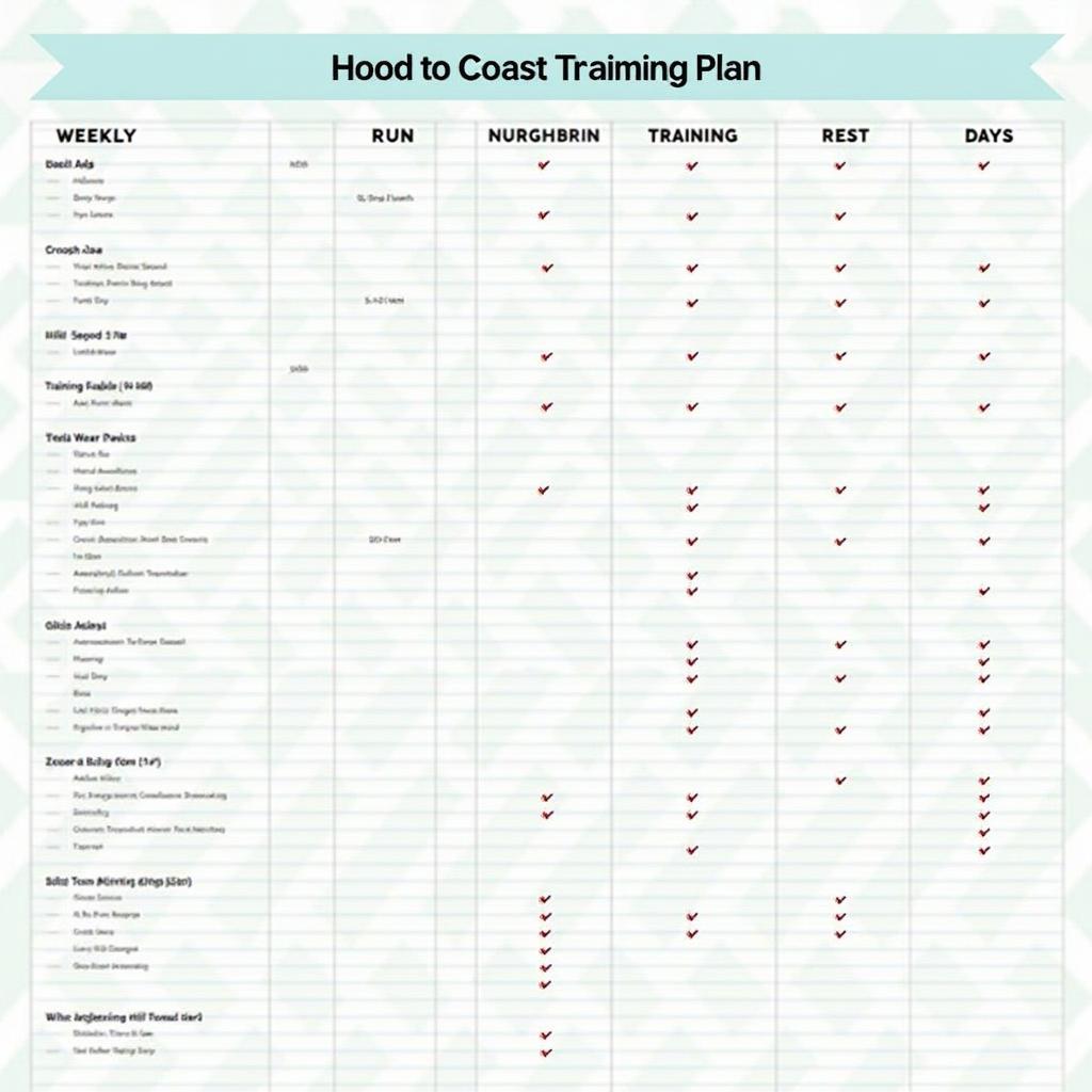 Sample training schedule for Hood to Coast