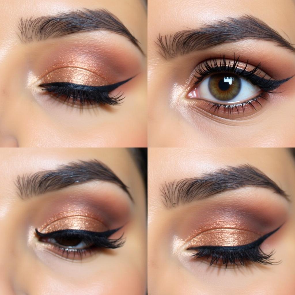 Huda Beauty Textured Rose Gold Palette Eye Makeup Look