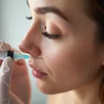 Hyaluronic acid filler being injected into a patient's face