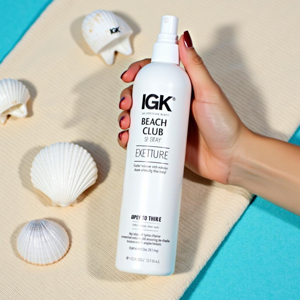 IGK Beach Club Texture Spray bottle and application