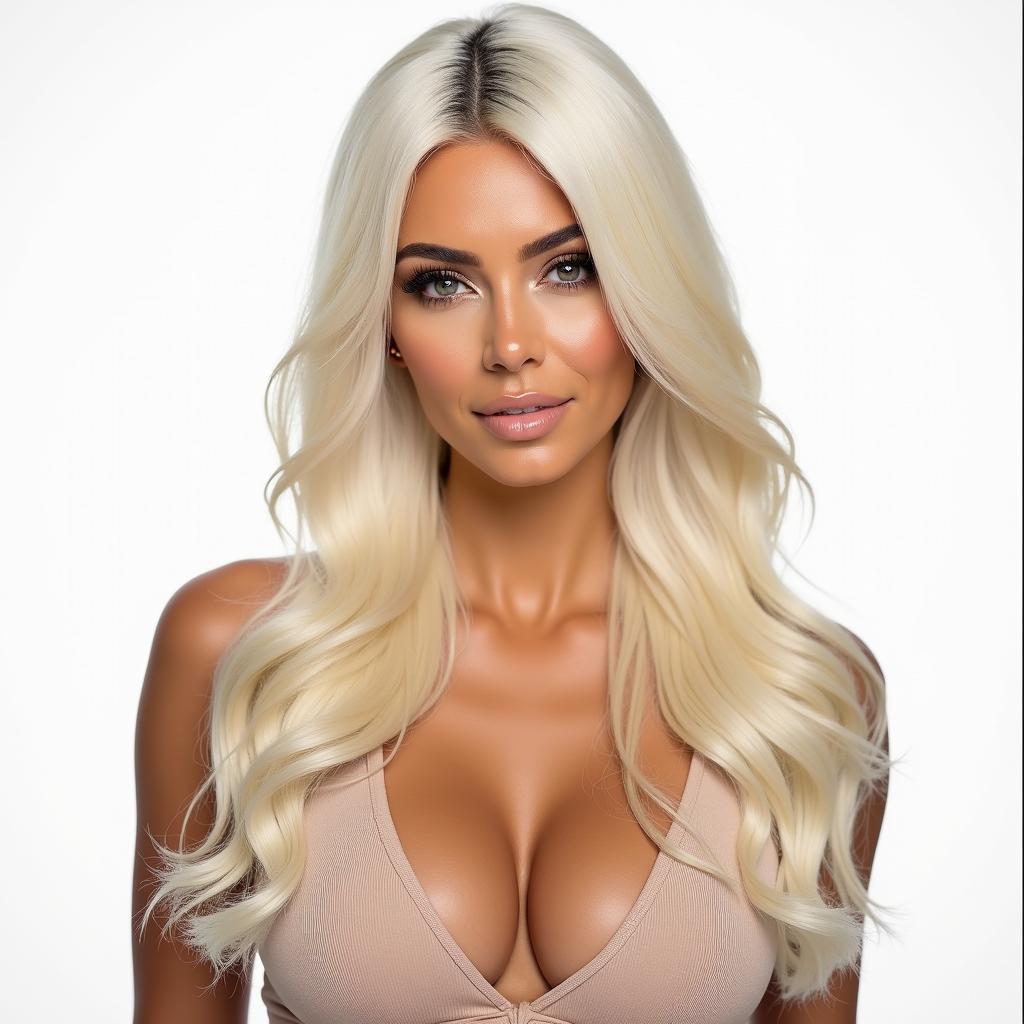 Kim Kardashian in a Platinum Blonde Wig