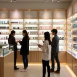 Korean beauty store in Chicago with shelves full of skincare products