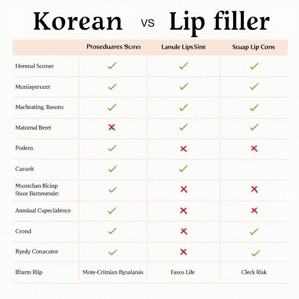 Korean Lip Lift vs. Fillers Comparison Chart