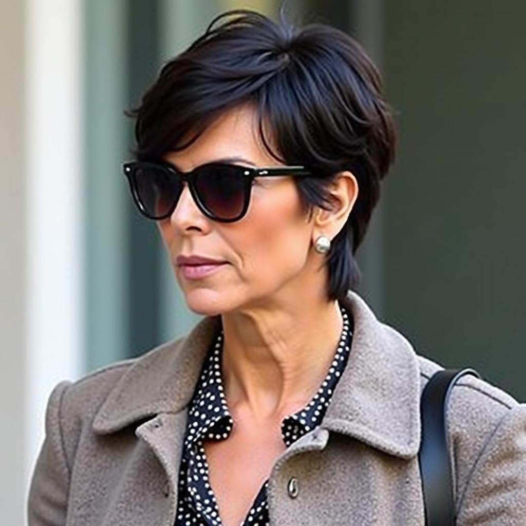 Kris Jenner Sporting Aviator Sunglasses