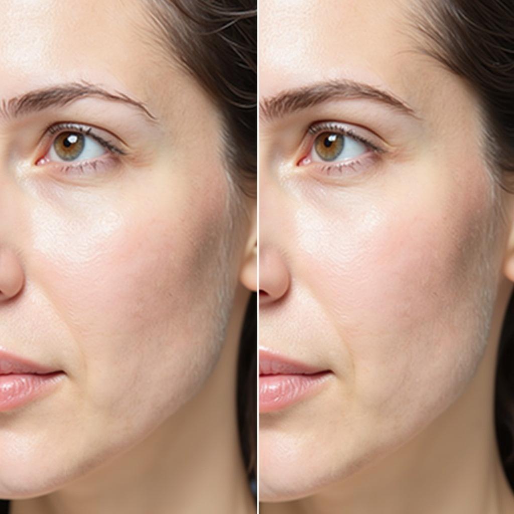 Before and After Closeup of Large Pores