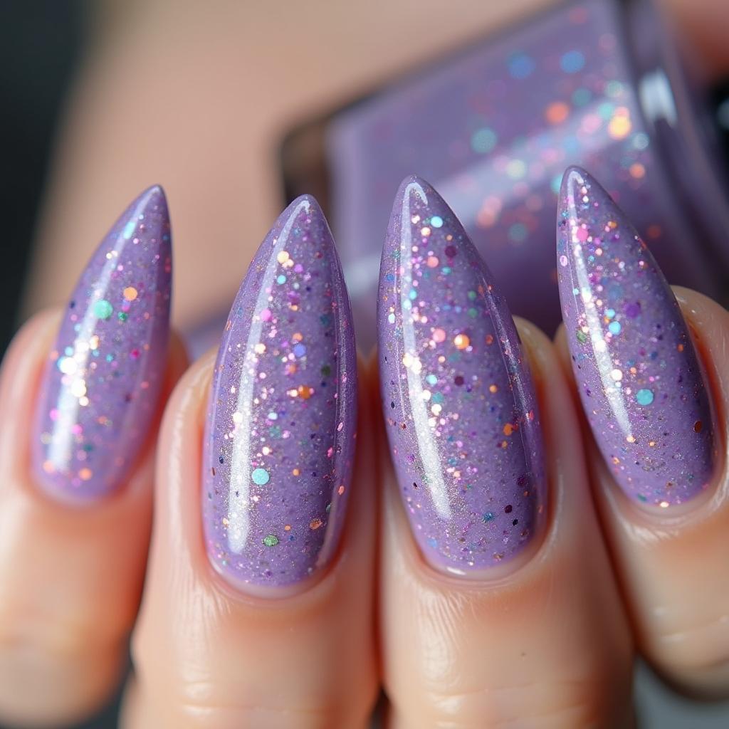 Sparkling Lavender Glitter Nails 2024