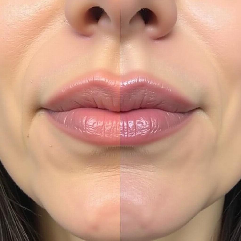 Before and after photos of lip filler dissolving treatment