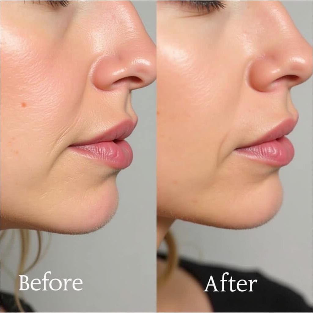 Lip plumping before and after using fillers