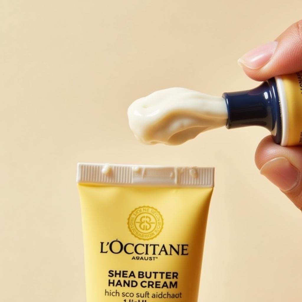 L'Occitane Shea Butter Hand Cream Review - Close-up of the iconic hand cream tube and its rich texture.