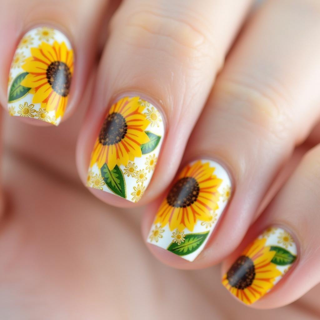 Long-Lasting Sunflower Nail Art